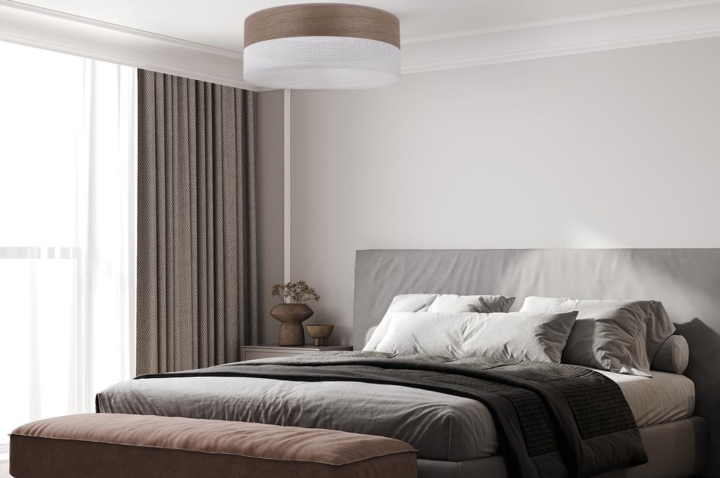 WOOD PLEXI CEILING LAMP WHITE 40CM WALNUT