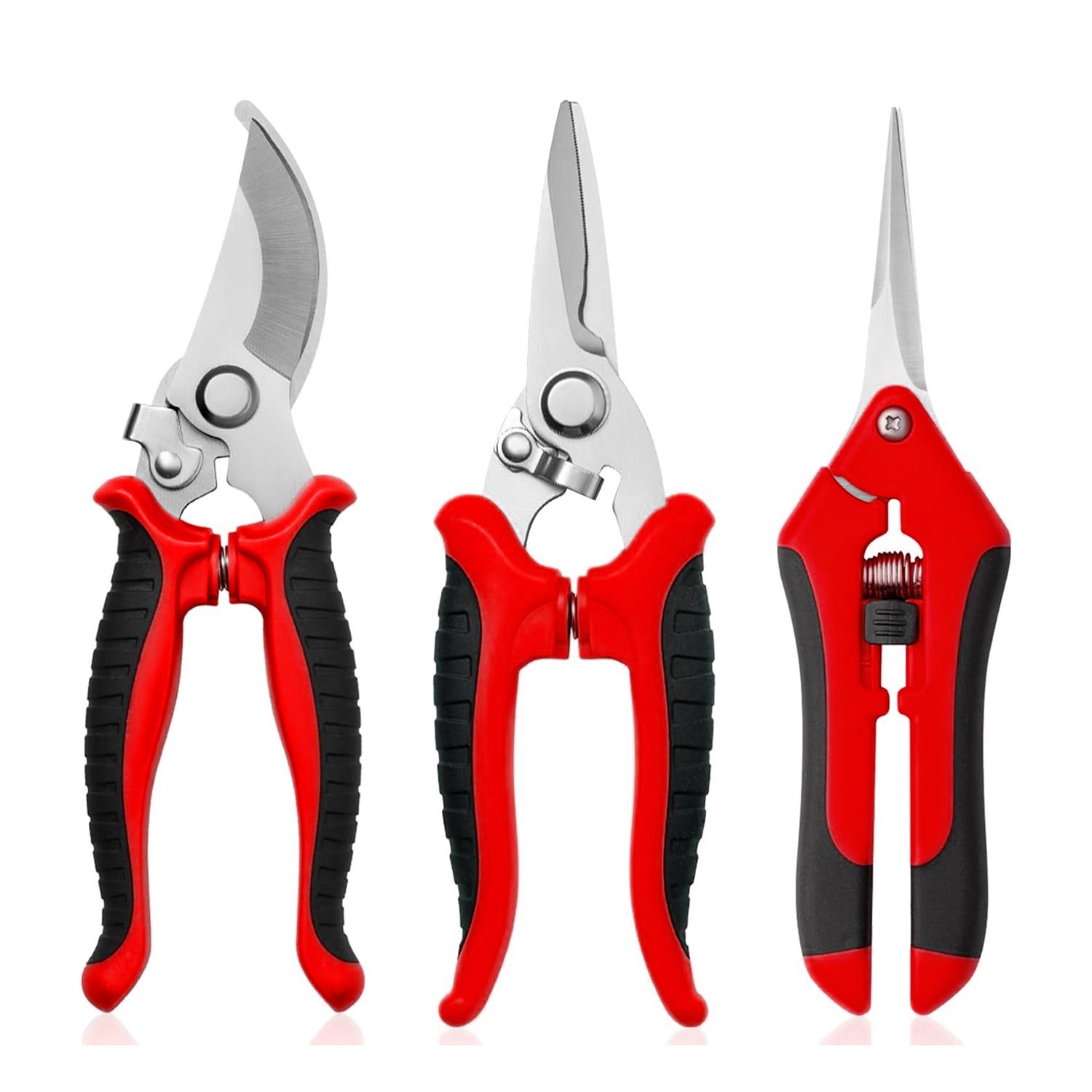 

Набор из 3 садовых секаторов из нержавеющей стали, садовые ножницы, садовые секаторы, секаторы для обрезки, садовые кусачки, секаторы