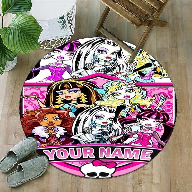 Customizable Monster High Draculaura1 Round Non-Slip Carpet - Ideal for Garden, Picnic, Office, Perfect for Decoration, Suitable For All Seasons