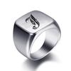 Initial Gravur Individuelle Ringe für Herren Edelstahl Männliches Siegelring Leerer Schmuck Ringband Hochglanz Silberfarben US-Größe
