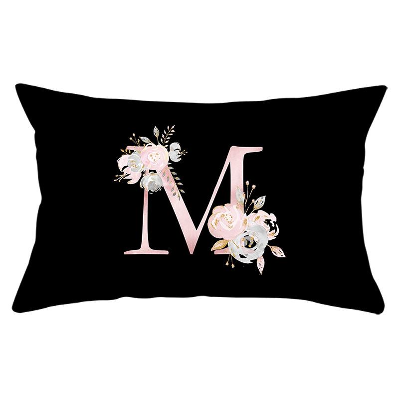New Black Crown Letter Waist Pillow Cover for Home Peach Skin Sofa Waist Cushion Cover Car Cushion Cover
