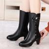 Fashion Fleece-Lined Middle Heel Half High Boots for Women New Rock Gyaru In Gothic Mid Calf Shoes Woman Designer Luxury Work Footwear