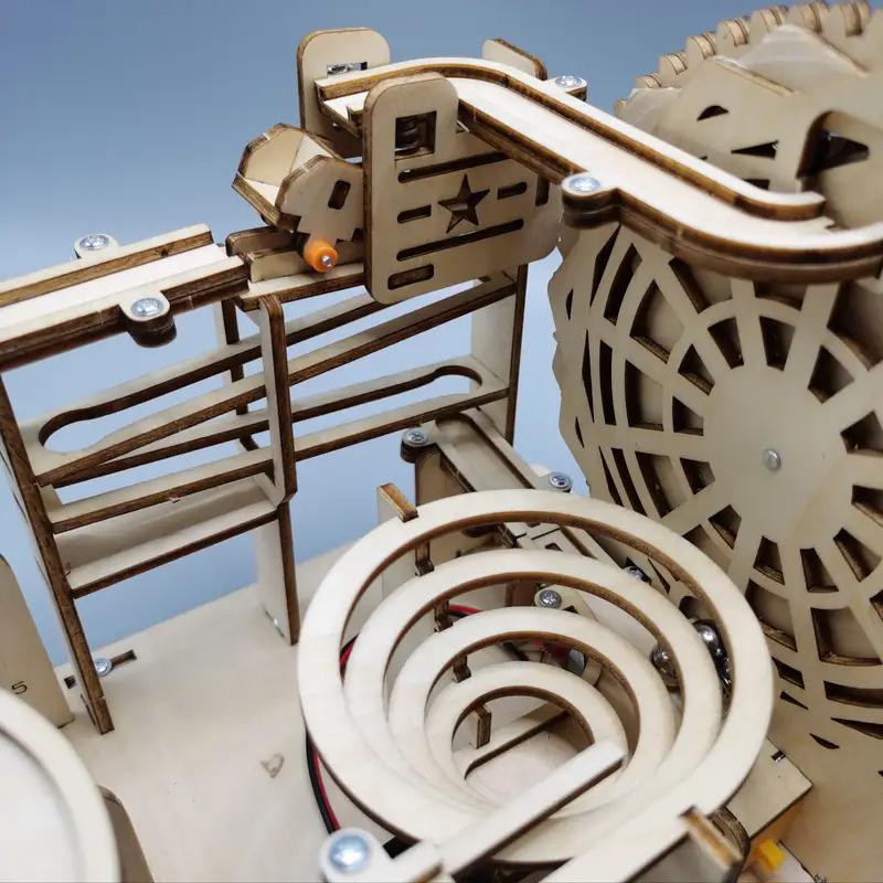 Drewniana Puzzle Kula 3D Tor Mechaniczna Puzzle Samozłożenie Zabawka Edukacyjna STEAM Modelarstwo Prezent dla Dzieci i Dorosłych