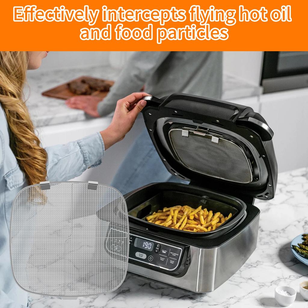 Air Fryer Fine Mesh Splash Cover Stainless Steel Splatter Screen Splatter Guard for Ninja Foodi AG300 AG300C AG400 Oil-proof Net