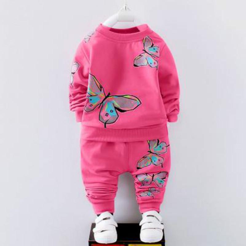 

Футболка с длинным рукавом с принтом + брюки, спортивный костюм, одежда для маленьких девочек 110 розы красного