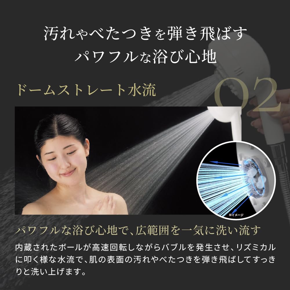 Mirable Sara Shower Ultra Fine Water Mist Water Flow with Shopping [Official Store] Head, Bubble, Saving, (Pearl White, Bag)