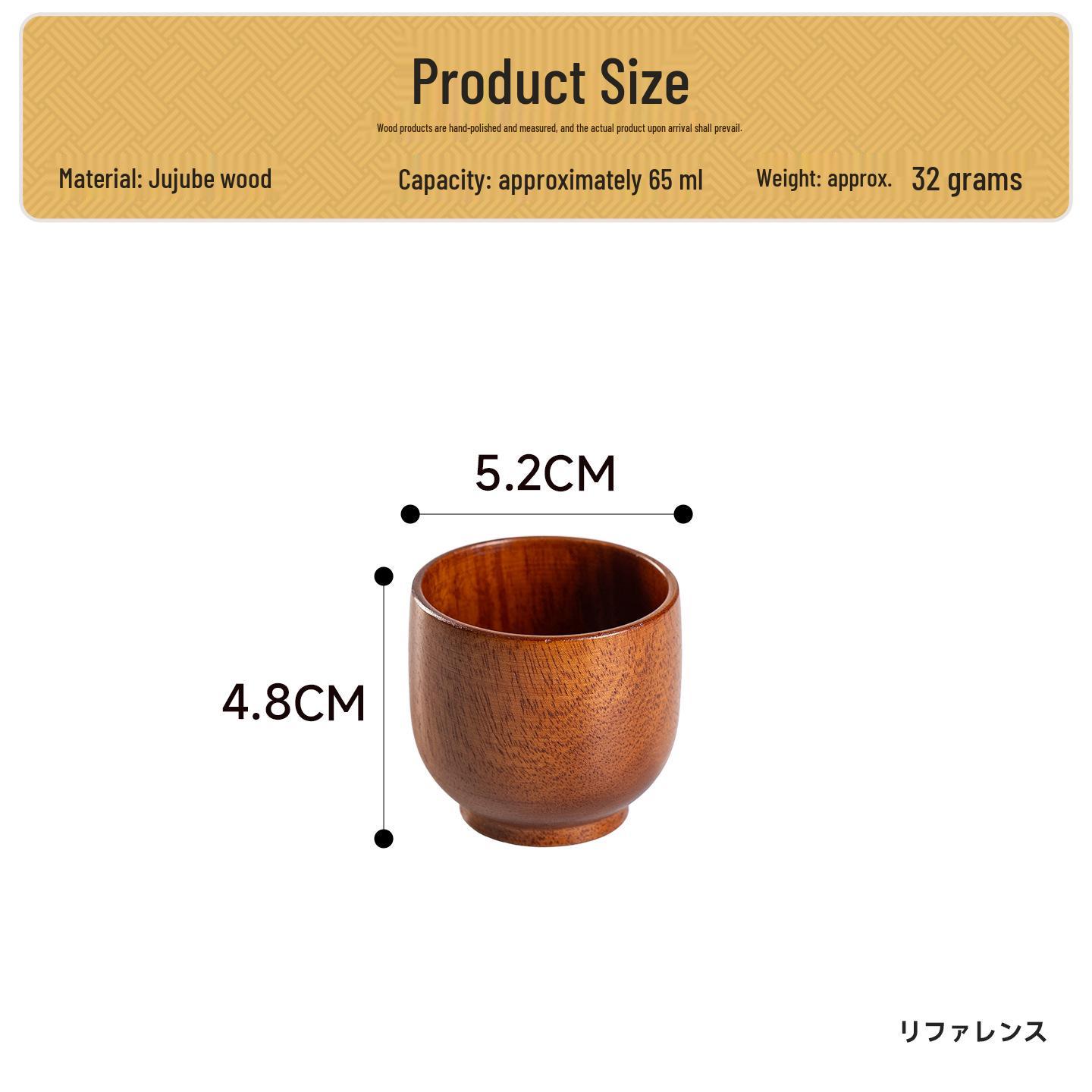Jujube Wood Large Belly Tea Cup - Solid Wood Water or Wine Cup As shown