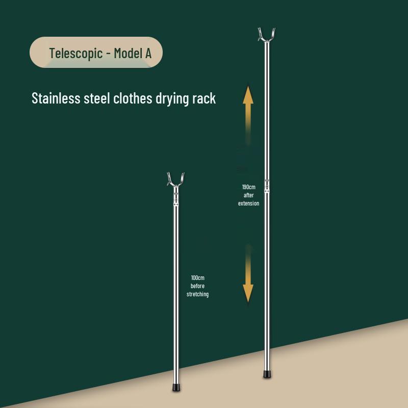 Extra Thick 304 Stainless Steel Retractable Clothes Drying Rod and Hanger for Household Use