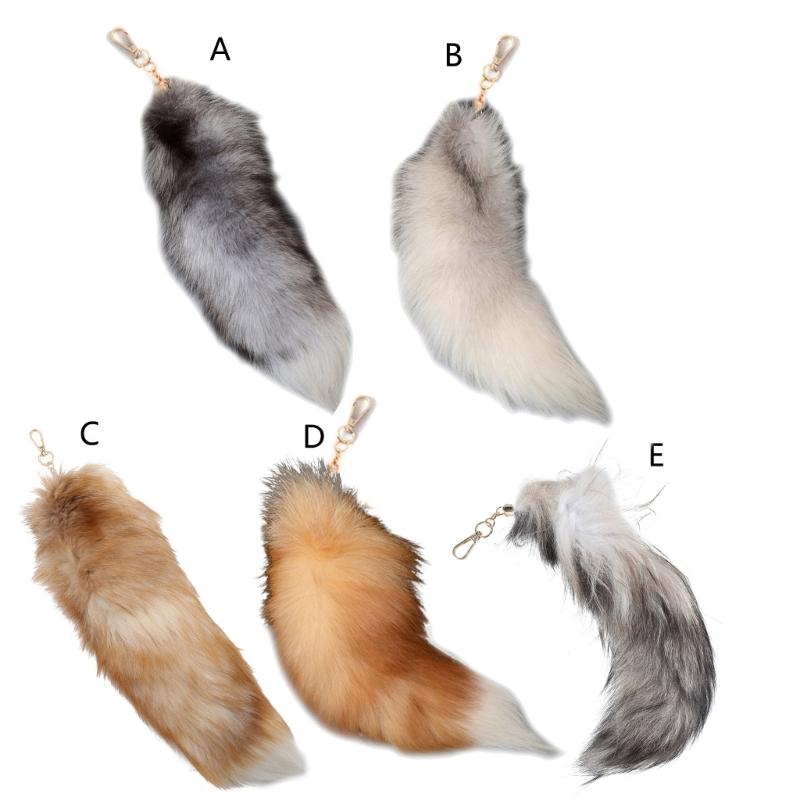 Animal Tail Key-Ring Furry Tails Chain Keychain Individualized Animal Keyring Gift Long Charm Keychain for Women Girl
