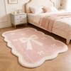 Girly Style Carpets for Living Room Pink Bow Bedroom Decor Carpet Fluffy Soft Irregular Bedside Rug Home Thicken Plush Floor Mat