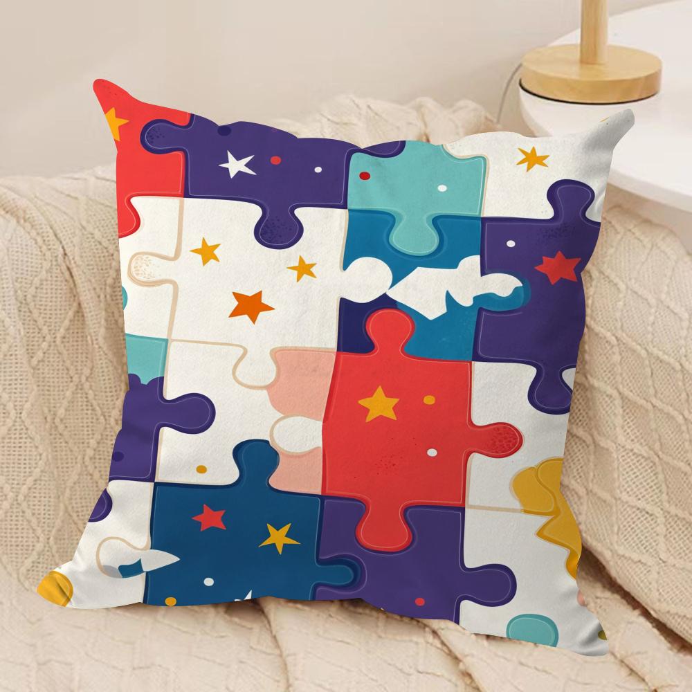 

Fun puzzle patterns Cushion Cover Soft Plush Fabric DoubleSided Printed Cushion Covers for All Seasons Modern Home Decor 30x30cm