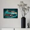 2D flat Wooden 30*20cm Vintage 1956 Desperate Enterprises Sign Teal and White Classic Car Design with 'MINDDRIFT' Artistic, Wall Decoration, Suitable