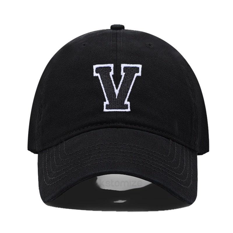 Initial Letter A-Z Black Baseball Cap For Men Womne High Quality Soft Cotton Embroider Fashion Team Sport Visors Snapback Caps