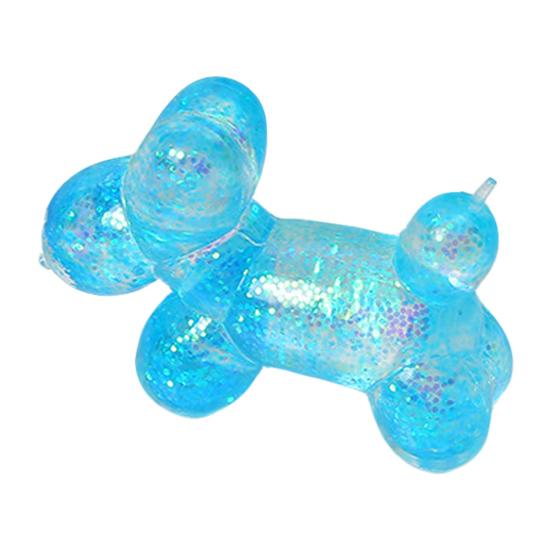 Glitter Balloon Dog Squeeze Toy, Stress Relief Transparent Dog Sensory Toy, Soft Stretchy Animal Shape Fidget Toy for Home Office Classroom