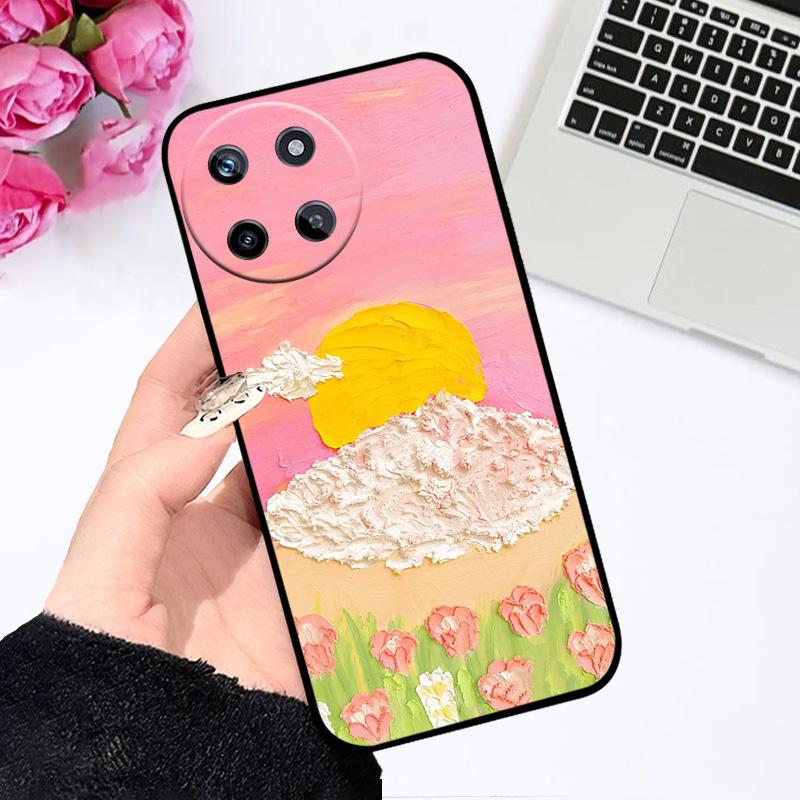 Für Realme 11 4G 5G Hülle Floral Bemaltes Weiches Silikon TPU Handyhülle Für Realme 11 Pro+ Para 11 Pro Plus Stoßfänger Cartoon Niedlich