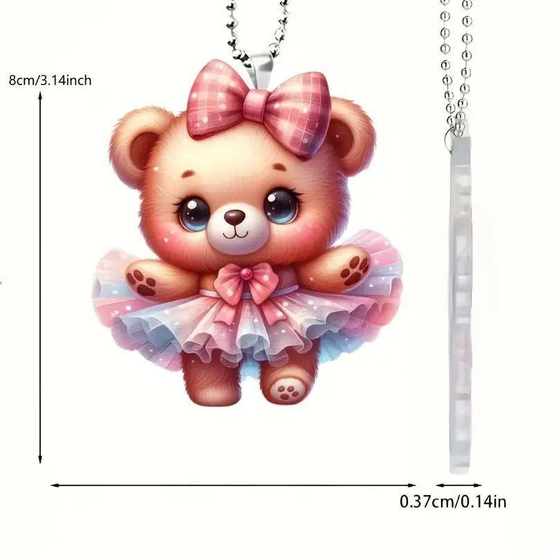 

Stylish Acrylic 2d Love Bear Car Hang Decoration Charm Perfect For Keys And Bags