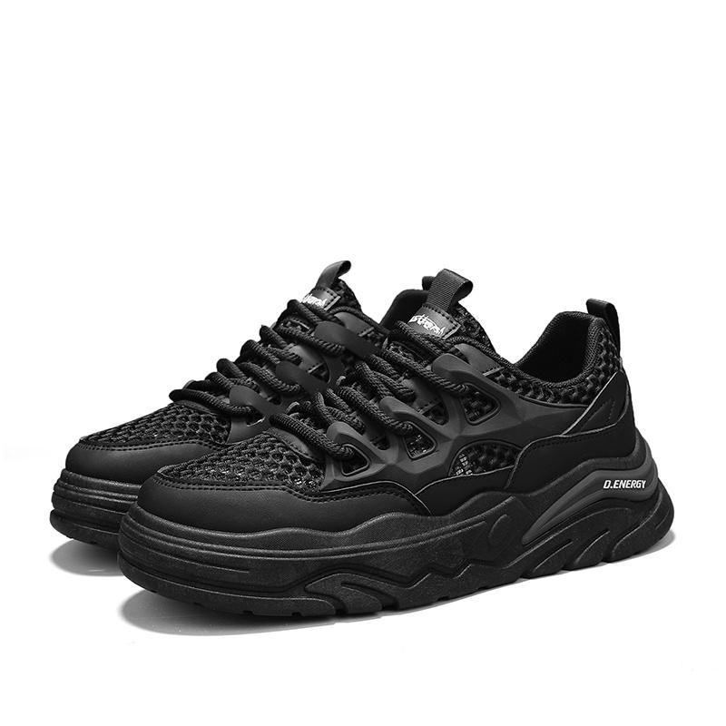 Men's summer breathable hollow mesh sports leisure shoes for teenagers lightweight thick soled wear-resistant men's mesh shoes