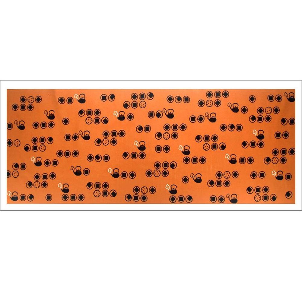 Todaya Shoten Niwa-zome Tenugui Rice Crackers 825, Orange and Black, Approx. 37 X 98 Cm