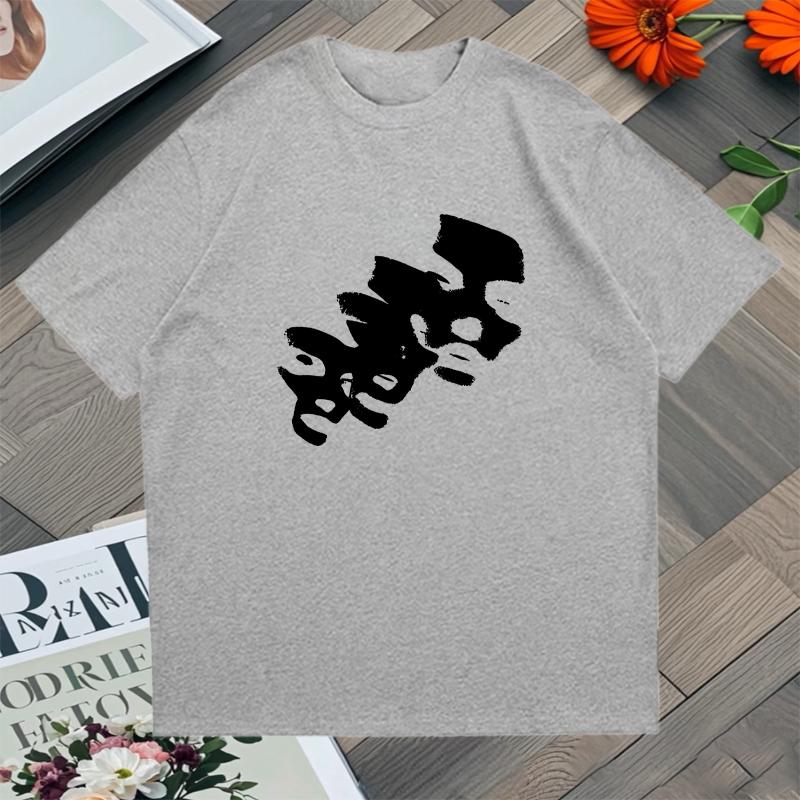 Summer Style Short-Sleeve T-Shirt with Face Print Loose Cotton Loose Trend Fashion Oversized Tee