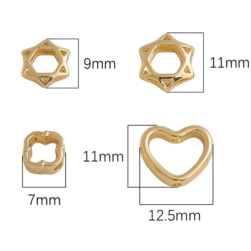 Six-pointed Star Bead Ring Peach Heart Beads Jewelry Spacer Beads 14kGold-plated Accessories DIY Handmade 1pc