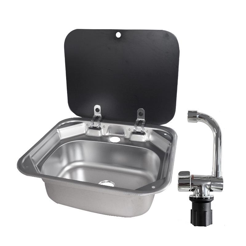 RV Folding Stainless Steel Washbasin Sink with Lid