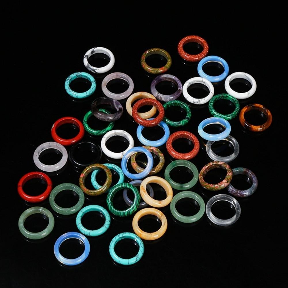 Obsidian Stone Crystal Stone Band Rings Natural Crystal Jewelry Finger Ring Minimalist Ring Women