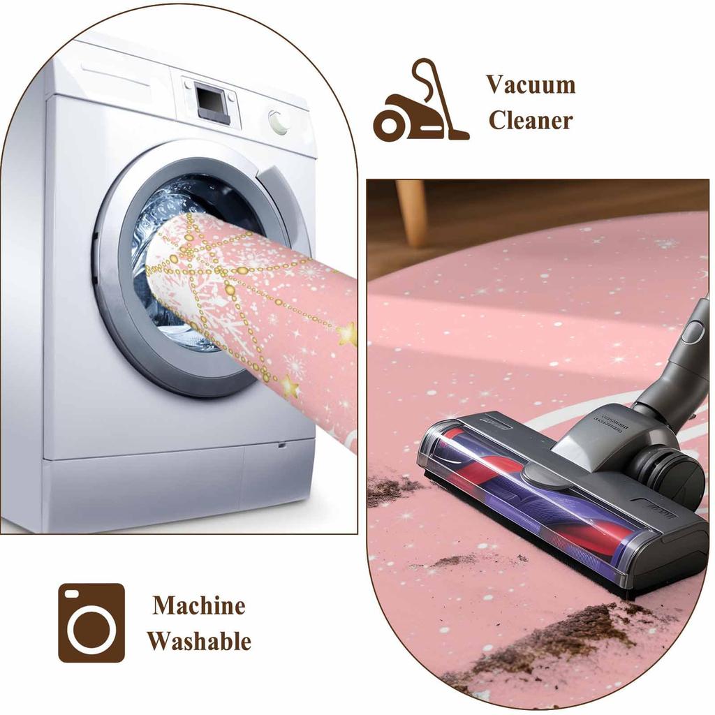 Rosa Flurläufer Teppich 2'x6' Weihnachten Waschbar Rutschfest Weihnachts-Fußmatten für Küche Badezimmer Waschküche Heimdeko