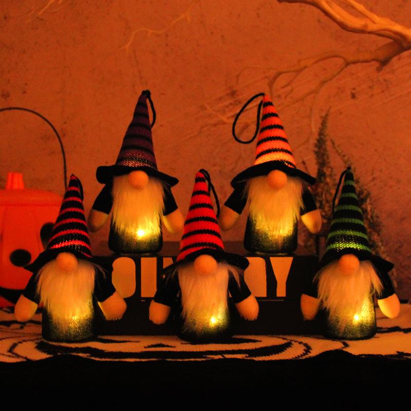 New Halloween Glowing Small Pendant Hat Figurine of Little Dwarf Christmas Faceless Doll