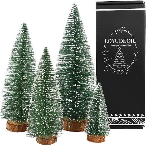 Desktop Miniature Pine Tree Tabletop Christmas Tree Small Pine Tree Decor Christmas Tree Toppers (Green 4pcs) зелёный