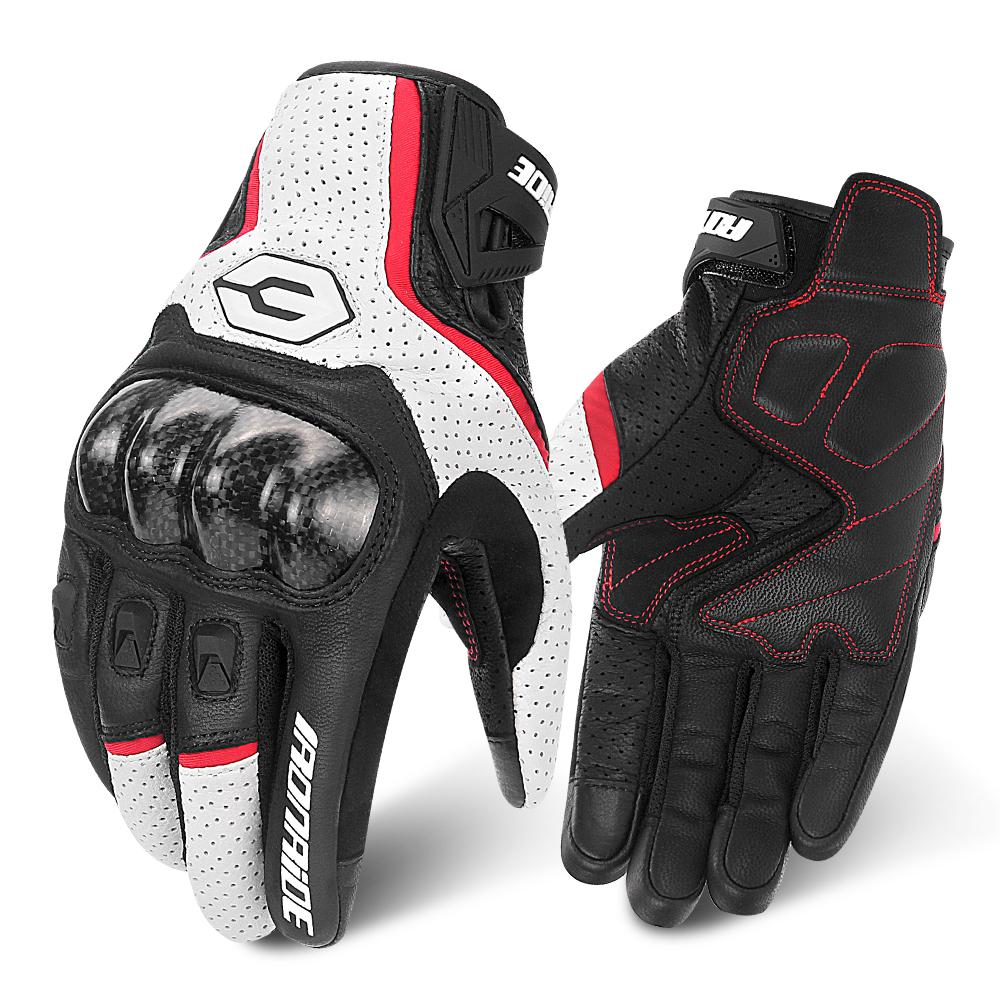 Carbon Fiber Motorcycle Gloves Cowhide Leather Moto Motorbike Motocross Gloves Anti-slip Protective Gear