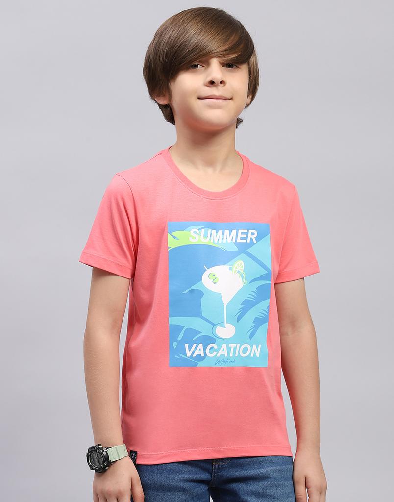 MONTE CARLO Boys Printed Pink & Black Round Neck Half Sleeve Pack of 2 T-Shirt