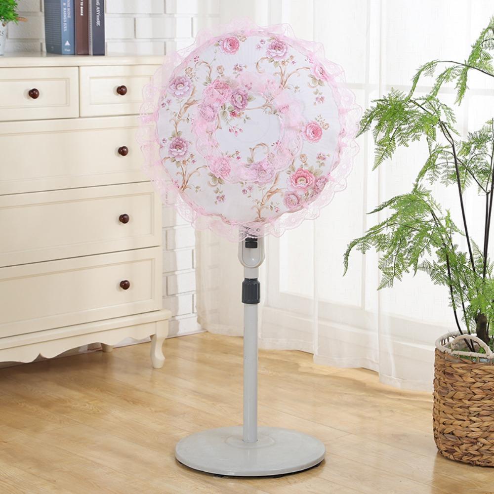 All-inclusive Fan Dust Cover Round Floral Floor Fan Covers Protective Dust Cover Bedroom