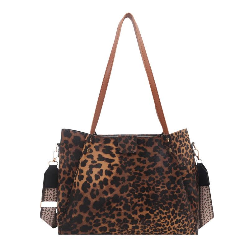Retro Leopard Print Large Capacity New Tote Bag Simple Fashion Commuter Handbag Fashionable Shoulder Bag