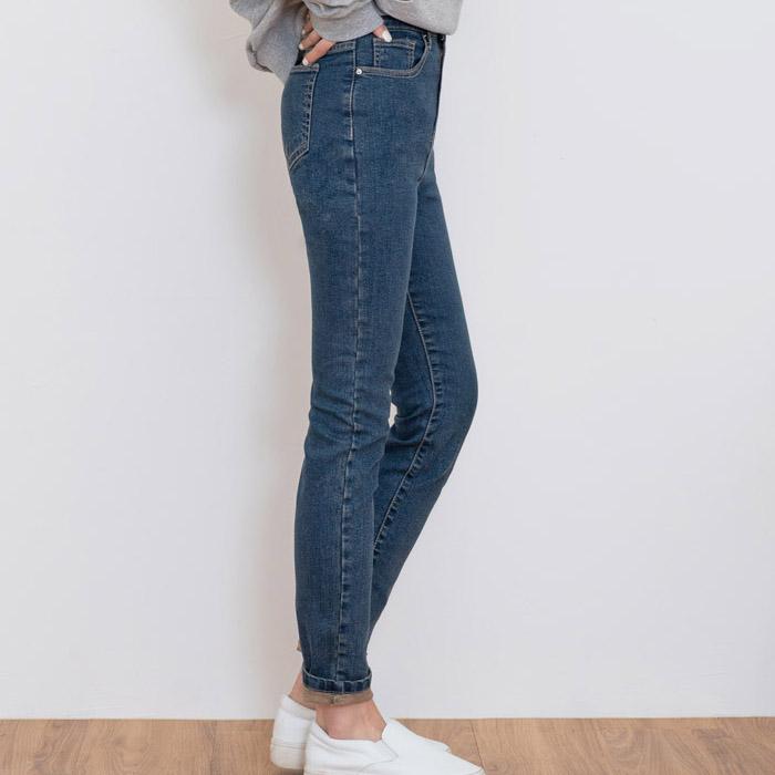 jeans for women straight fit waist hidden banding high waist Medium Blue denim pants date outfits Korea fashion