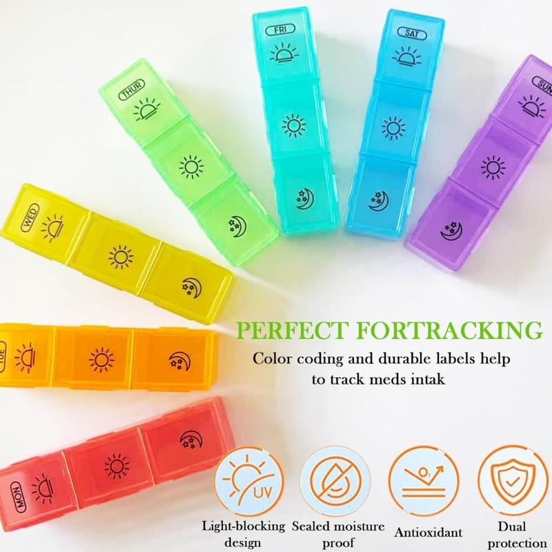 Weekly Pill Box 7 Day 21 Compartment Tablet Organiser Medicine Storage Dispenser
