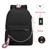 Blank Backpack USB Chain Webbing Bag Casual Student Schoolbag Heat Transfer Solid Color Backpack Support Making