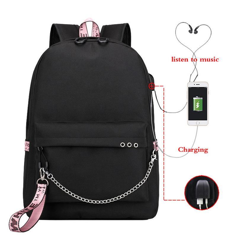 Blank backpack USB chain webbing bag Casual student schoolbag Heat transfer solid color backpack Support making