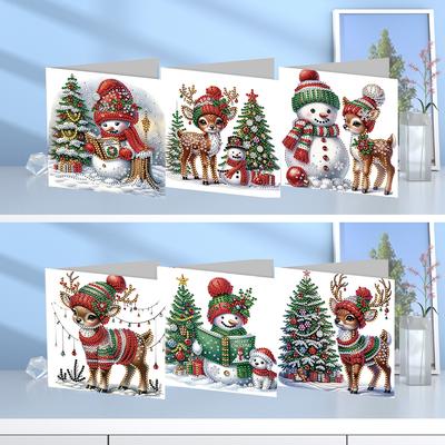 Carte de Vœux Peinture Diamant Joyeux Noël/Joyeux Anniversaire 5D Peinture Strass Mosaïque Carte de Remerciement Cartes Postales de Noël