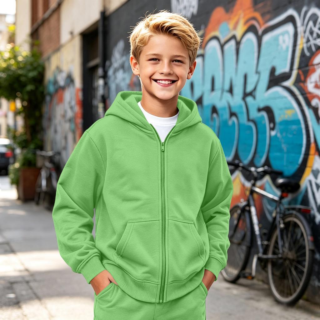 Kinder Kapuzenpullover mit Reißverschluss Sport-Sweatshirt Jacke für Jungen und Mädchen Freizeit Outdoor Kleidung