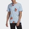 Adidas Originals Trefoil Aop Diag Tee Casual Sports Round Neck Short Sleeve T-Shirt Men Tops Light-Blue FM3343