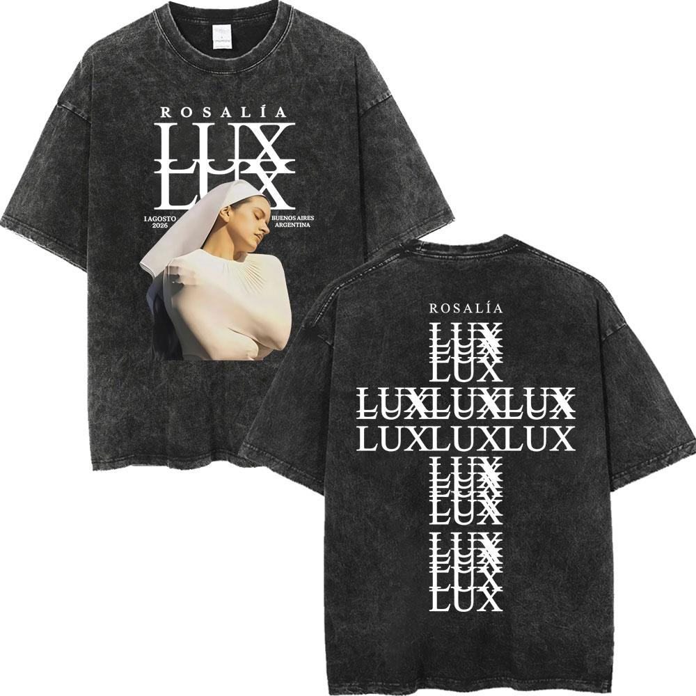 Rosalia LUX Tour Koszulki z Nadrukiem Męskie Damskie Moda Estetyka Vintage Spierana Koszulka Bawełna Wysokiej Jakości Oversize Koszulki