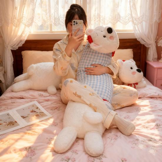 Long Dog Pillow Stuffed Animal Cute Puppy Leg Pillow Fluffy Back Support Cushion Cuddly Plush Toy for Side Sleeping Sitting