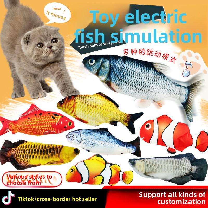 Für Bestseller Elektrisches Fischspielzeug Nachahmt Echten Fisch Sprünge USB-Betrieben Springender Fisch Katzenspielzeug Kurzes Plüschmaterial - Für Babys 0-24
