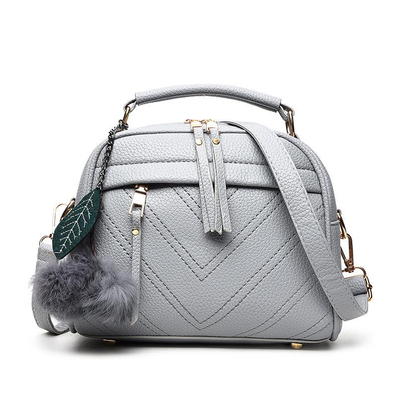 Fashion Crossbody Small Bags For Women High Quality PU Leather Shoulder Bag Fur Ball Decor Handbag Purse Messenger Pouch