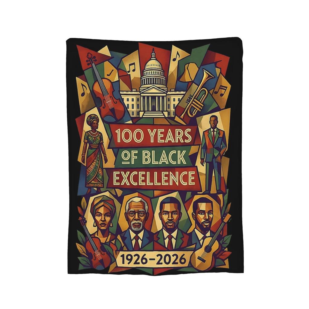 100 Years Black History Beginning 1926 Centennial Africa Blankets Wool Warm Throw Blankets for Bedding Lounge Spring/Autumn