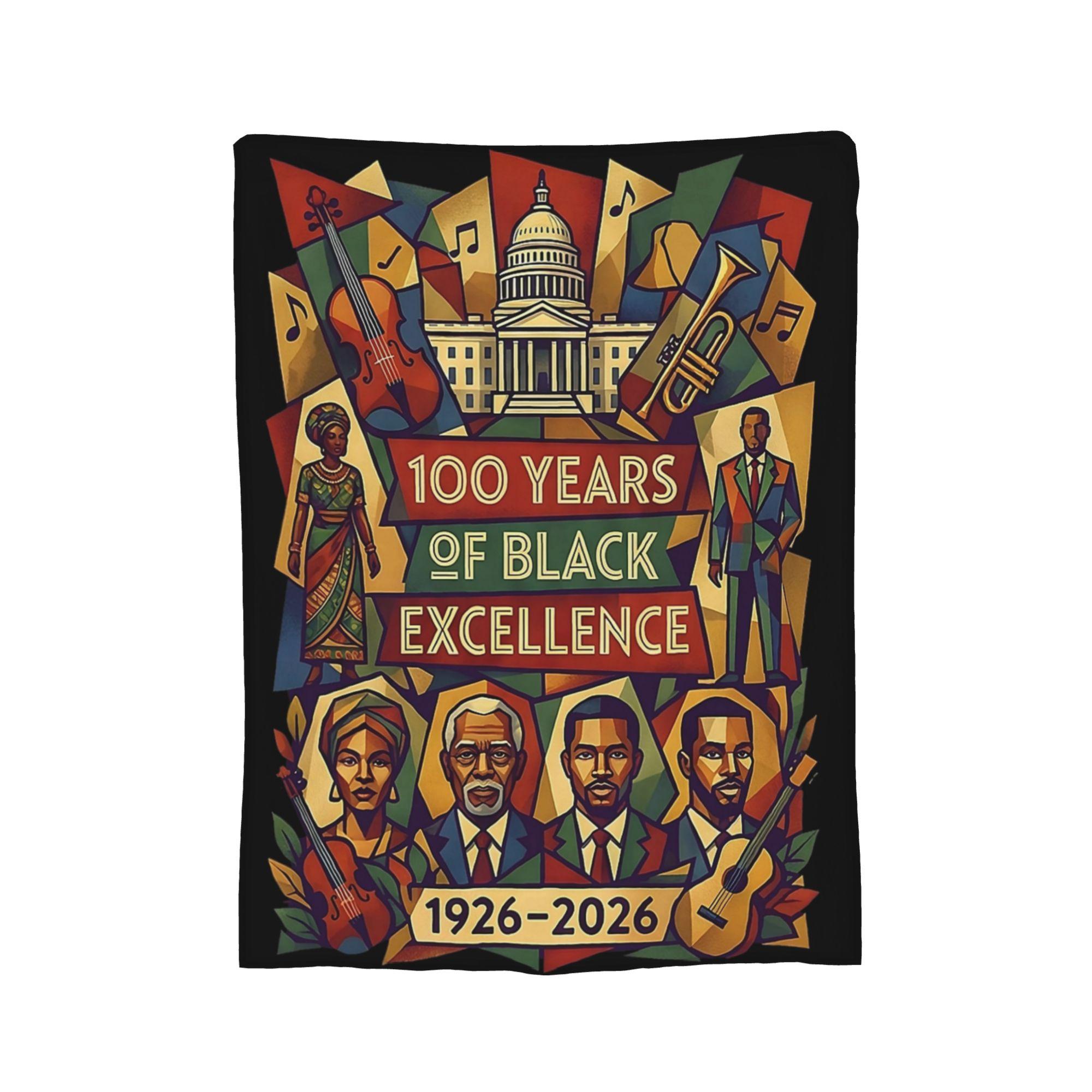 100 Years of Black Excellence 1926–2026 Black History Month Afro Pride Blankets  Flannel Warm Throw Blankets for Bedding Lounge 75x90cm