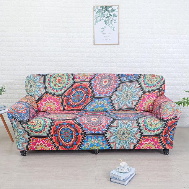 Capa de Sofá Estampada Geométrica Colorida Capas Elásticas Antisujeira Capa para Sofá Capa para Móveis de Sofá Toalha Envolvimento Total