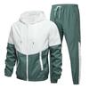 Men's Casual Color Block Hoodie Two-Piece Set for Back-to-School and Outdoor Sports