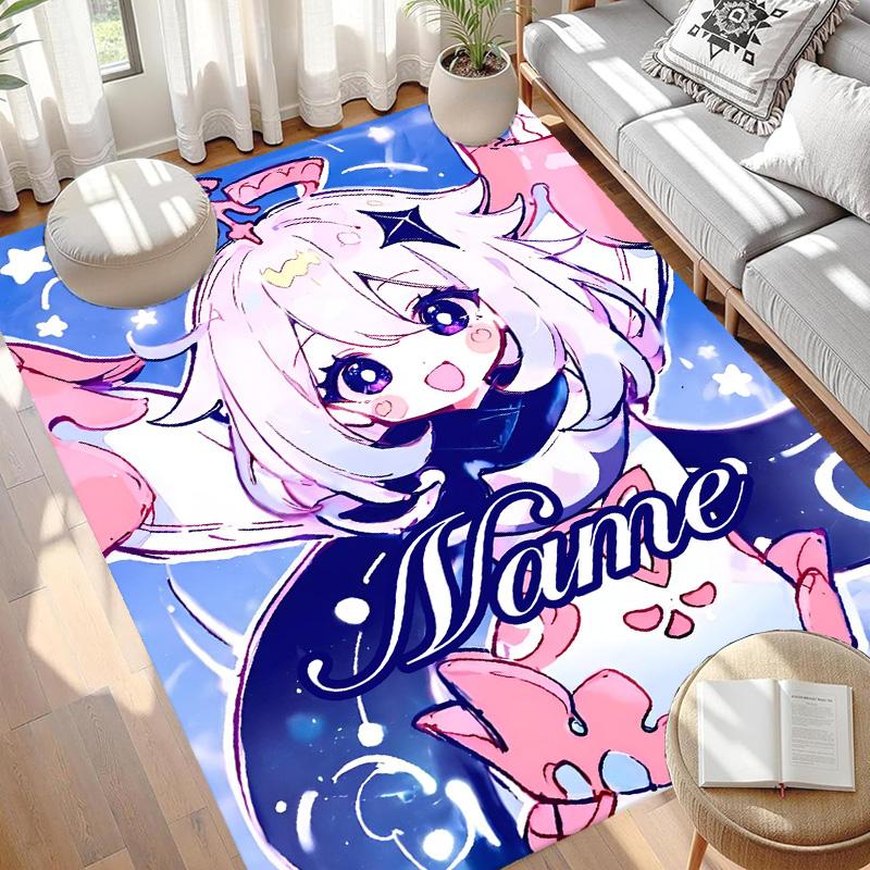 Custom Name Personalized Genshin Impact Print Carpet, Versatile Home Decor Rug, for Playroom, Apartment, Balcony, Entryway, Hallway Gift