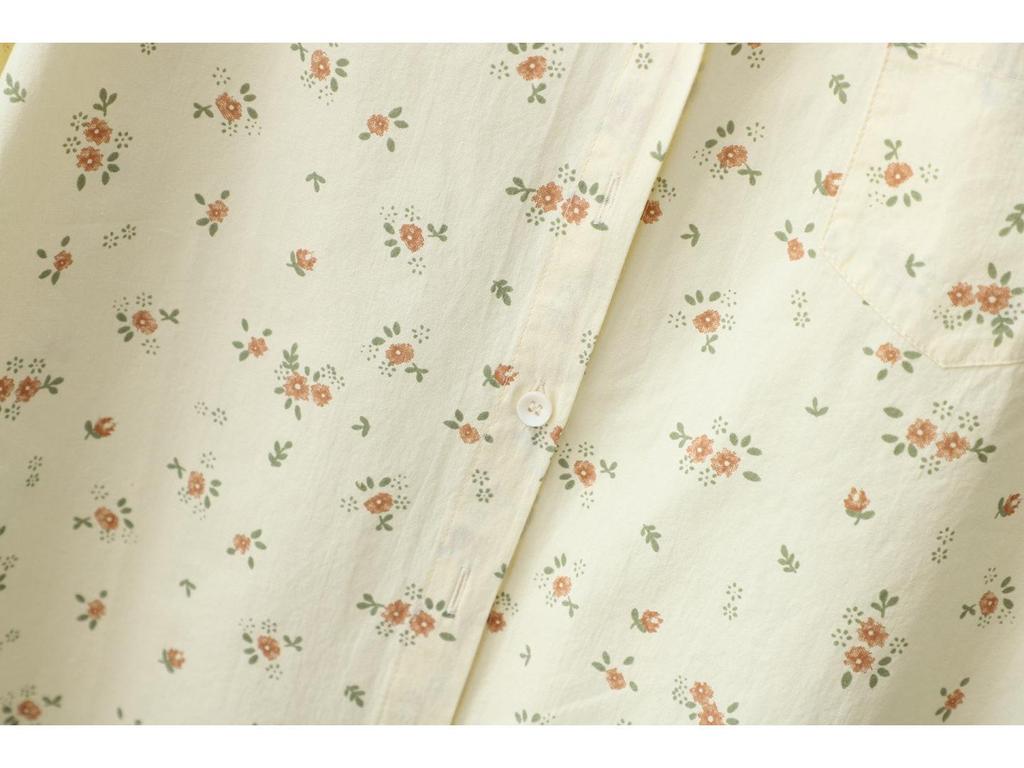 Women's Floral Print Cotton Long Sleeve Shirt - 2026 Spring Collection
